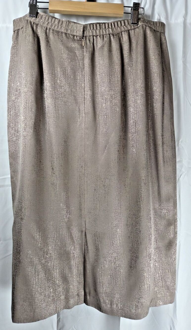 Adrianna Papell Silk Pencil Skirt Size 16 Taupe Textured Sheath Lined Classic - Picture 5 of 9
